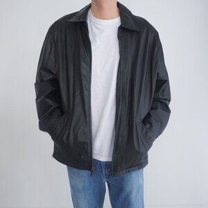 Wilsons The Leather Experts Black 100% Leather Zip Up Jacket XL